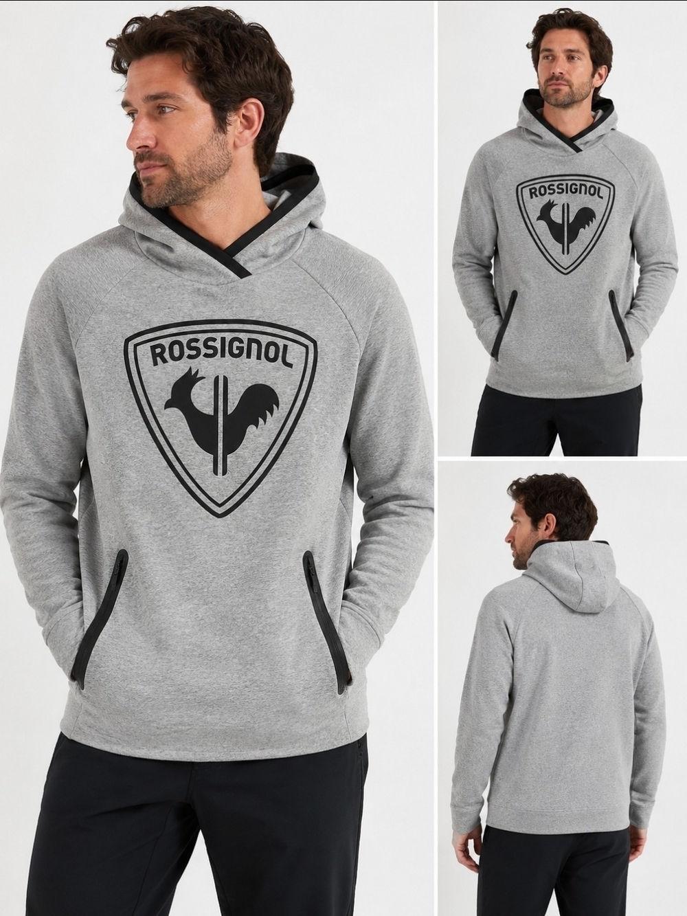 Rossignol Logo Performance Hoodie Heather Gray 2XL Ski Snowboard Sweatshirt